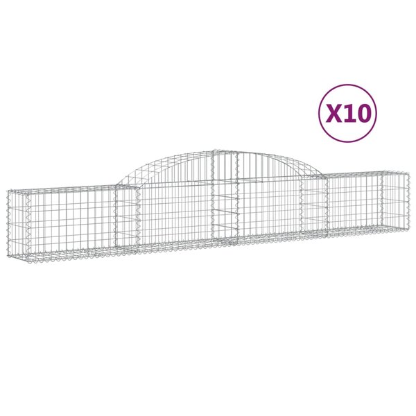 vidaXL Paniers à gabions arqués 10 Pièces 300x30x40/60 cm fer galvanisé