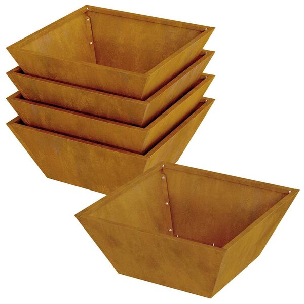 vidaXL Pot de jardin en forme de bol 5 Pièces Rouillé 40 x 40 x 15 cm