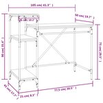 vidaXL Bureau avec étagères sonoma 105x50x90 cm bois d'ingénierie/fer