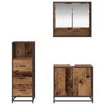 vidaXL Ensemble de mobilier de salle de bain 3 Pièces Bois Ancien