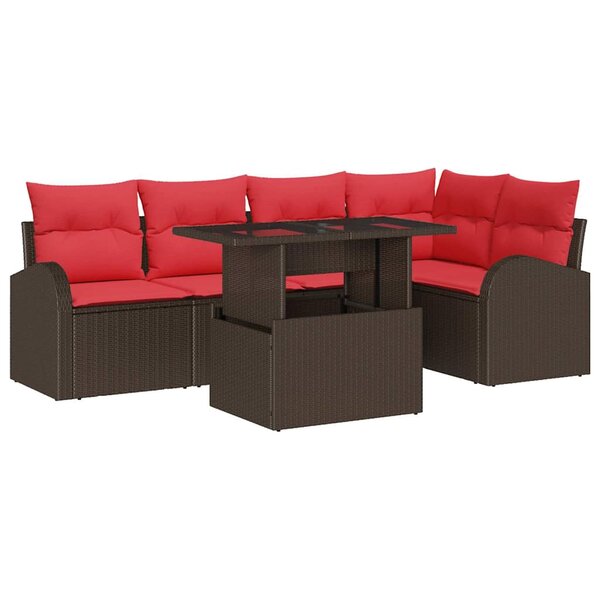 vidaXL Ensemble de canapé de jardin 6 Pièces Marron Poly rotin