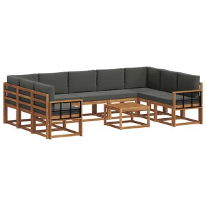 vidaXL Ensemble de canapés d'extérieur 10 Pièces Naturel et Anthracite