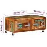 vidaXL Table basse 85x55x40 cm Bois de récupération massif