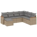 vidaXL Salon de jardin avec coussins 7 Pièces beige résine tressée