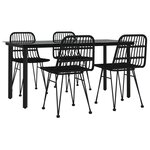 vidaXL Ensemble à manger de jardin 5 Pièces Noir Résine tressée