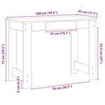 vidaXL Bureau sonoma gris 100x45x75 cm bois d'ingénierie