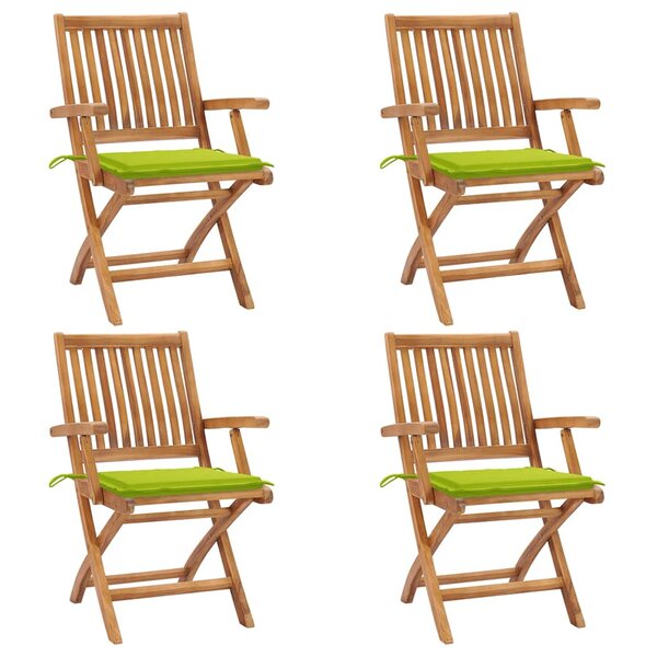 vidaXL Chaises pliables de jardin avec coussins lot de 4 Teck solide