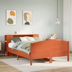 vidaXL Lit bibliothèque sans matelas cire marron 140x190 cm pin massif