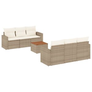 vidaXL Salon de jardin avec coussins 7 Pièces beige résine tressée
