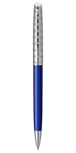 Waterman hemisphere deluxe stylo bille  bleu  capuchon ciselé  recharge bleue pointe moyenne  coffret cadeau