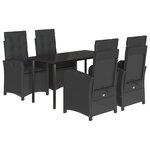 vidaXL Ensemble à manger de jardin coussins 5Pièces Noir Résine tressée
