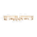Salon de jardin meuble d'extérieur ensemble de mobilier 220 cm palette 6 pièces bois couleur naturelle de bois 02_0018456