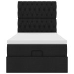 vidaXL Lit ottoman avec matelas noir 90x200 cm tissu