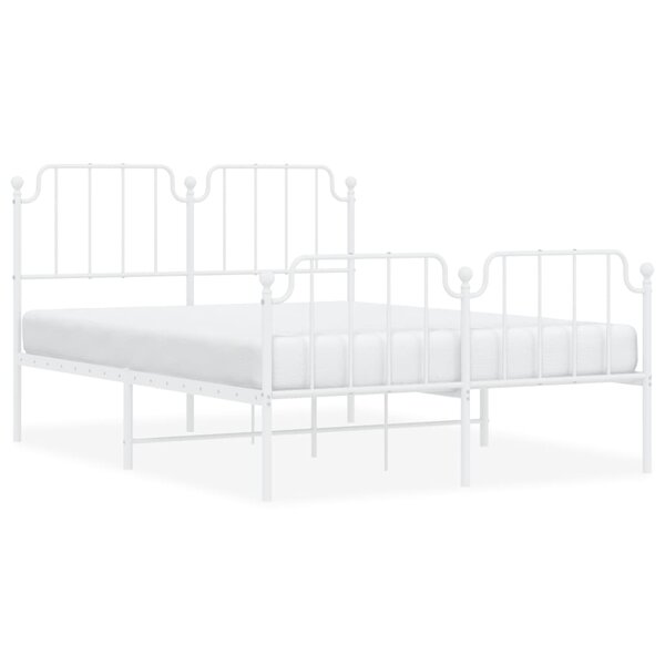 vidaXL Cadre de lit métal avec tête de lit/pied de lit blanc 150x200cm