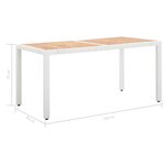 vidaXL Table de jardin Blanc 150x90x75 cm Résine tressée et acacia