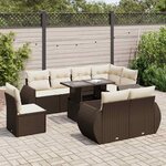 vidaXL Salon de jardin avec coussins 9 Pièces marron résine tressée