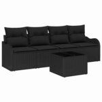 vidaXL Ensemble de canapé de jardin 5 Pièces Noir Poly rotin