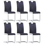 vidaXL Chaises à manger cantilever lot de 6 noir similicuir