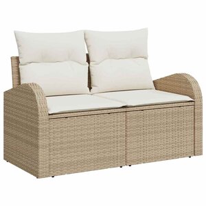 vidaXL Ensemble de canapé de jardin 5 Pièces Beige et crème polyrotin