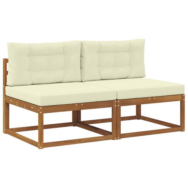 vidaXL Sofa de milieu extérieur avec coussin 2 Pièce Naturel
