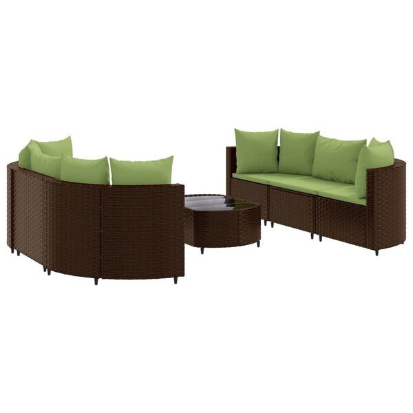 vidaXL Salon de jardin avec coussins 7 Pièces marron résine tressée