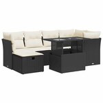 vidaXL Salon de jardin 7 Pièces avec coussins noir résine tressée