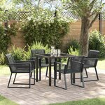 vidaXL Ensemble de salle à manger pour jardin 5 Pièces Noir Poly rotin