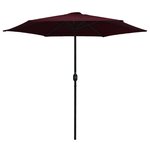 vidaXL Parasol de jardin et mât en aluminium 270x246 cm rouge bordeaux