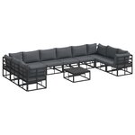 vidaXL Ensemble de canapé de jardin avec coussin 11 Pièces Noir Aluminium