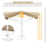 Store double pente manuel rétractable inclinaison réglable acier époxy blanc polyester imperméabilisé anti-UV beige dim. 3L x 2 95l x 2 6H m