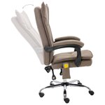 vidaXL Chaise de bureau de massage Taupe Tissu