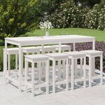 vidaXL Ensemble de bar de jardin 9 Pièces blanc bois de pin massif