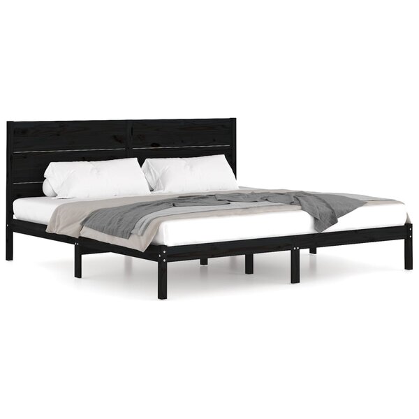 vidaXL Cadre de lit sans matelas noir 200x200 cm bois massif de pin