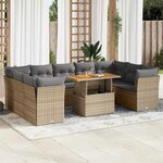 vidaXL Salon de jardin avec coussins 10 Pièces beige résine tressée