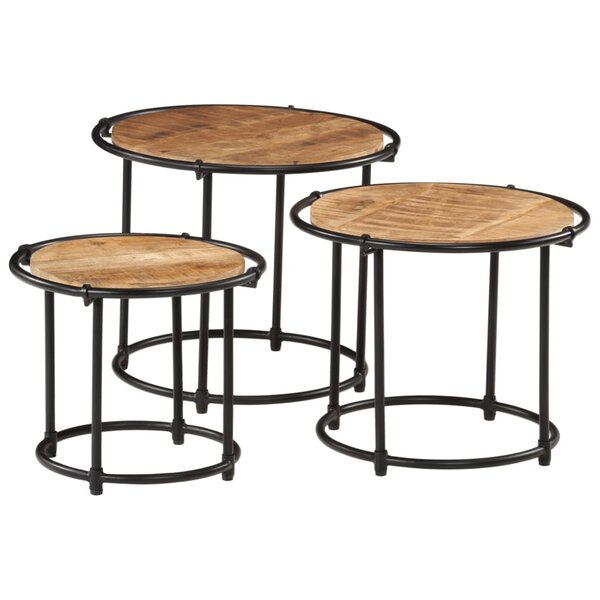 vidaXL Tables gigognes 3 Pièces bois de manguier massif brut