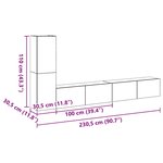 vidaXL Ensemble meuble TV 3 Pièces Chêne noir 100 x 30 x 30 cm