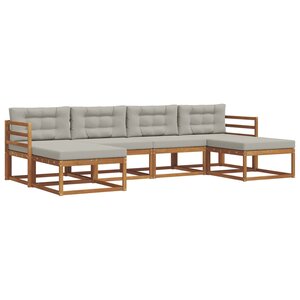 vidaXL Ensemble de canapés d'extérieur 6 Pièces Gris Naturel et Clair