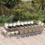 vidaXL Ensemble à dîner de jardin coussins 21 Pièces Beige Résine tressée