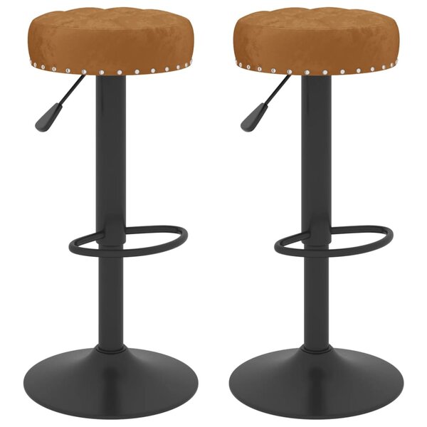 Vidaxl tabourets de bar 2 pcs marron velours
