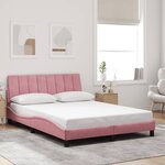 vidaXL Cadre de lit avec lumières LED rose 140x200 cm velours