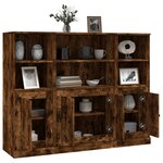 vidaXL Buffets 3 Pièces chêne fumé bois d'ingénierie