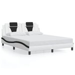vidaXL Cadre de lit avec lumières LED blanc noir 160x200 cm similicuir