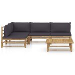 vidaXL Salon de jardin 5 Pièces avec coussins gris foncé bambou