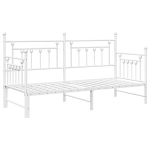 vidaXL Cadre de lit de jour avec tête de lit Blanc 75 x 190 cm Acier