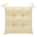 vidaXL Chaises de jardin lot de 4 et coussins blanc crème Teck solide