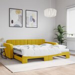 vidaXL Lit de jour avec gigogne et matelas jaune 90x200 cm velours