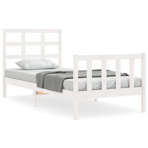 vidaXL Cadre de lit sans matelas blanc 90x190 cm bois de pin massif
