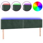 vidaXL Tête de lit à LED Vert foncé 180x5x78/88 cm Velours