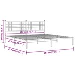 vidaXL Cadre de lit métal sans matelas avec tête de lit noir 183x213cm