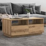 vidaXL Table basse avec lumières LED chêne artisanal 90x49x40 cm
